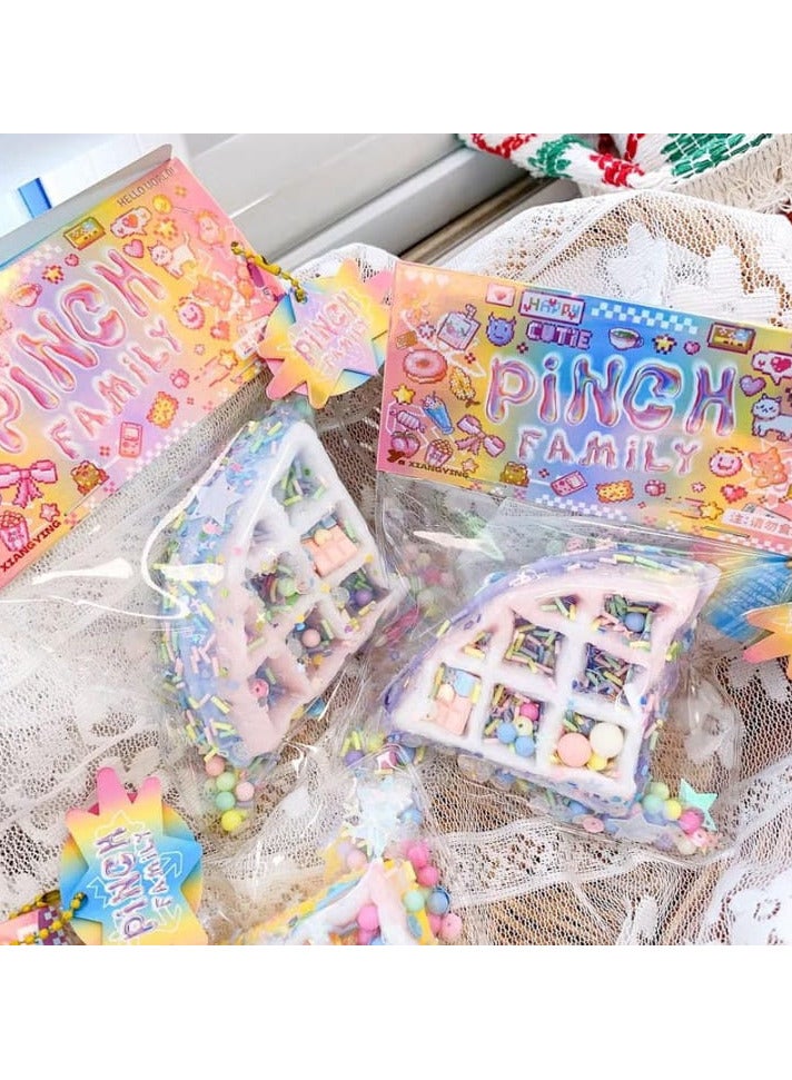 KRRFDP Taba Squishy Cat Toys, Family-Friendly Squishy Toys, 40 Designs Available, Cute and Soft Squishy Toys in Cat Paw and Hamster Shapes, Kawaii Squishy Toys for Adults and Kids (Purple Round Waffle). - Image 2